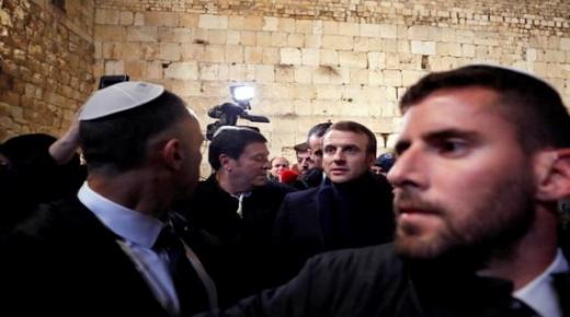 شاهد”فيديو”مشادات عنيفة بين ماكرون والأمن الإسرائيلي في القدس..