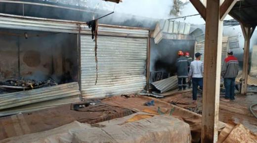 حريق مهول يأتي على  محلات تجارية  بحي المير علي بوجدة