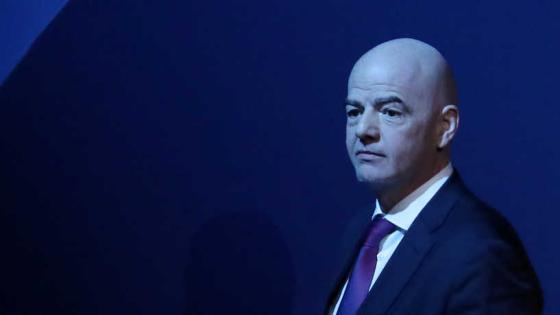 FILE PHOTO: Soccer Football - UEFA Congress - Beurs van Berlage Conference Centre, Amsterdam, Netherlands - March 3, 2020 FIFA President Gianni Infantino after his speech during the UEFA Congress REUTERS/Yves Herman/File Photo